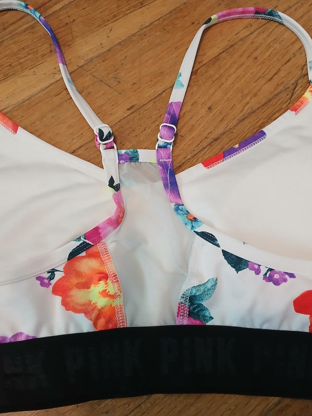 PINK Victoria's Secret PINK Ultimate Floral Bralette Bra Logo B Cup Size Large - Picture 2 of 5